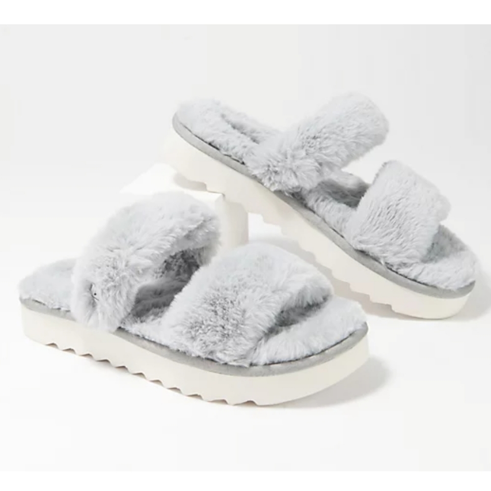 Koolaburra by UGG Faux-Fur Slide Sandal Fuzz On Wild Dove